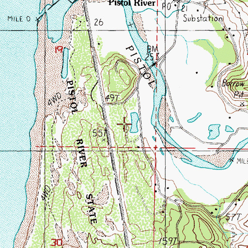 Topographic Map of Pistol River Log Pond, OR
