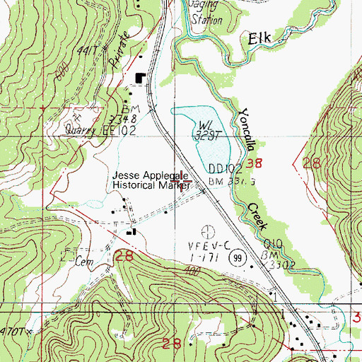 Topographic Map of Jessie Applegate Historical Marker, OR