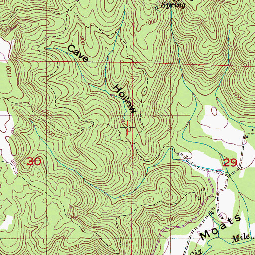 Topographic Map of Cave Hollow, AL