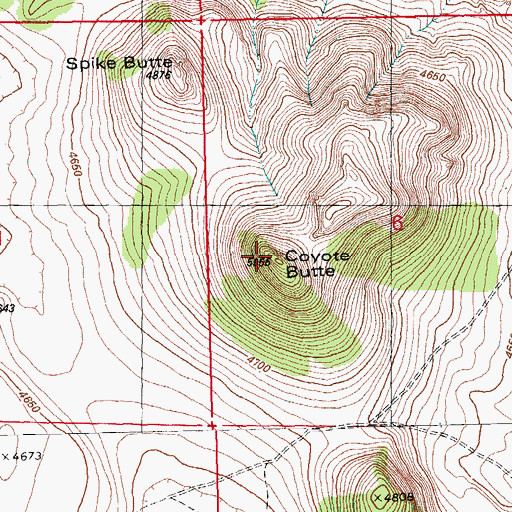 Topographic Map of Coyote Butte, OR