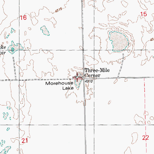 Topographic Map of Three-Mile Corner, OR