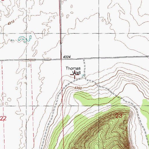 Topographic Map of Thomas Well, OR