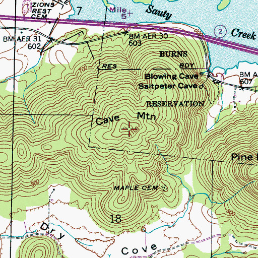 Topographic Map of Cave Mountain, AL