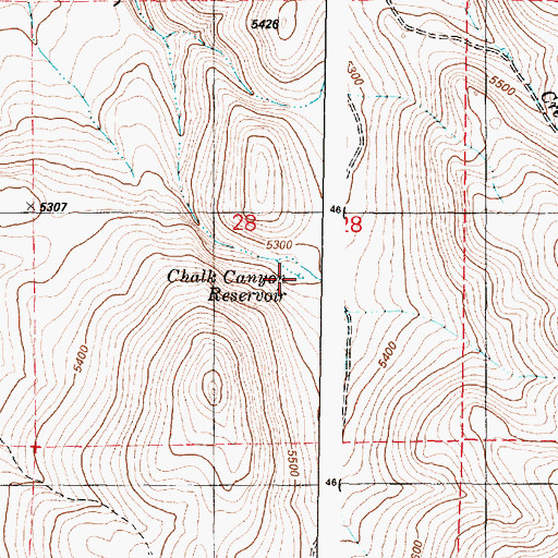 Topographic Map of Chalk Canyon Reservoir, OR