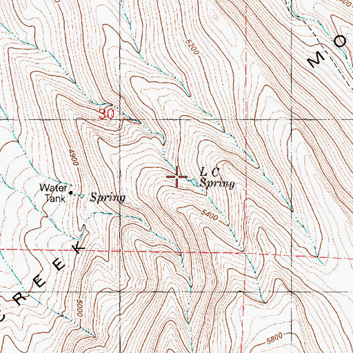 Topographic Map of L C Spring, OR