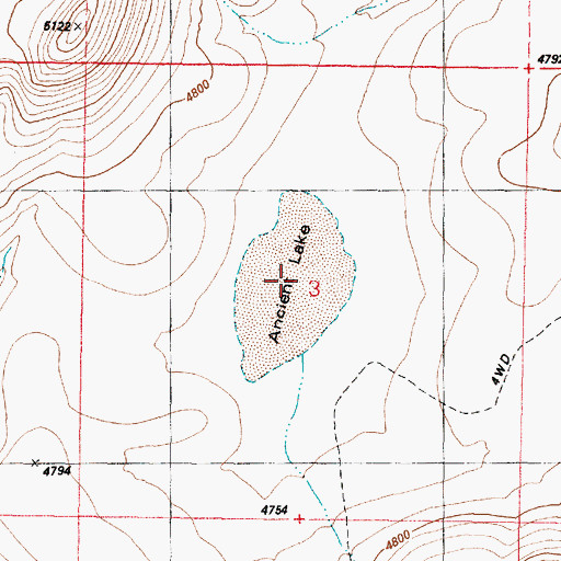 Topographic Map of Ancient Lake, OR