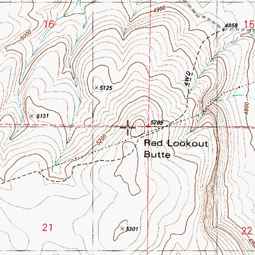 Topographic Map of Red Lookout Butte, OR