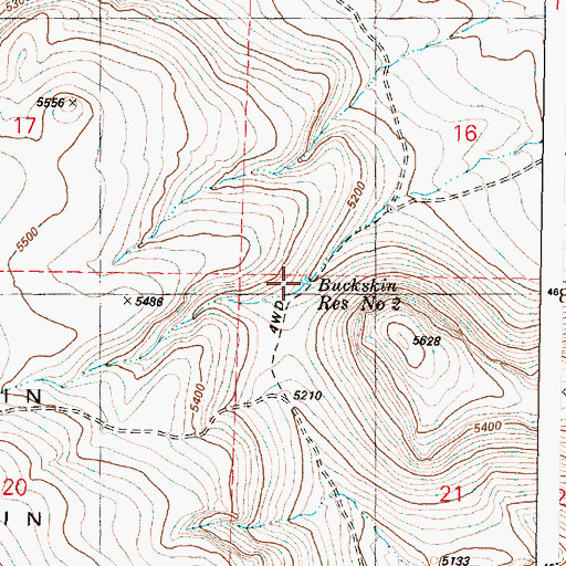 Topographic Map of Buckskin Reservoir Number 2, OR