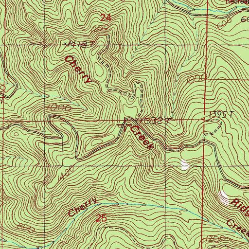 Topographic Map of Cherry Creek Ridge, OR