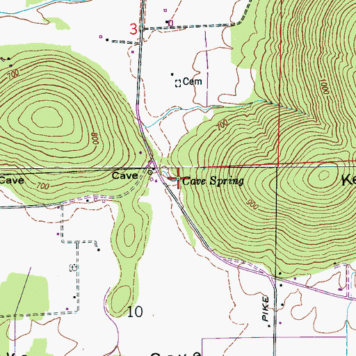 Topographic Map of Cave Spring, AL