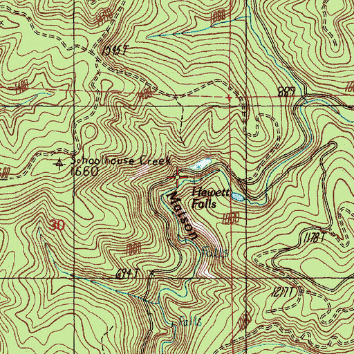 Topographic Map of Hewett Falls, OR