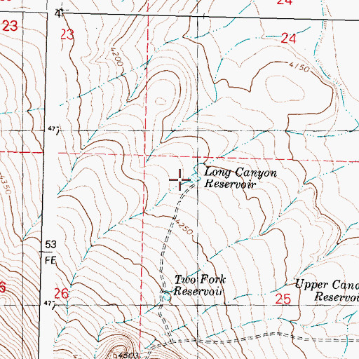 Topographic Map of Long Canyon Reservoir, OR