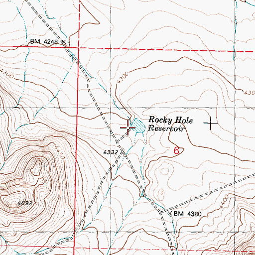 Topographic Map of Rocky Hole Reservoir, OR