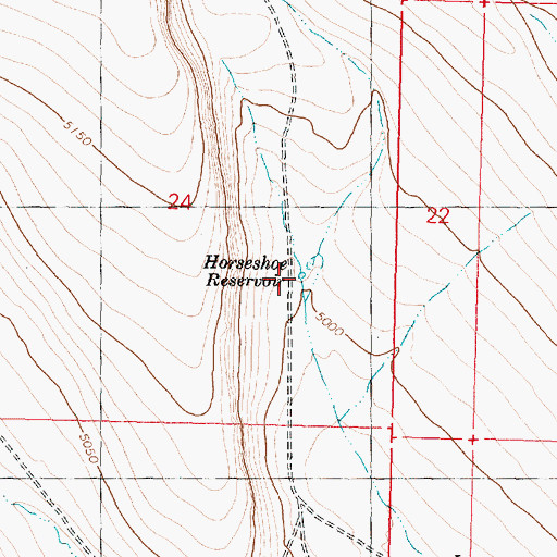 Topographic Map of Horseshoe Reservoir, OR