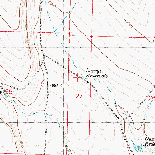 Topographic Map of Larrys Reservoir, OR