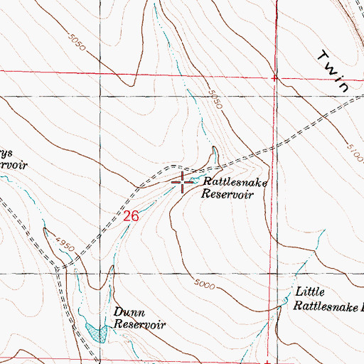 Topographic Map of Rattlesnake Reservoir, OR
