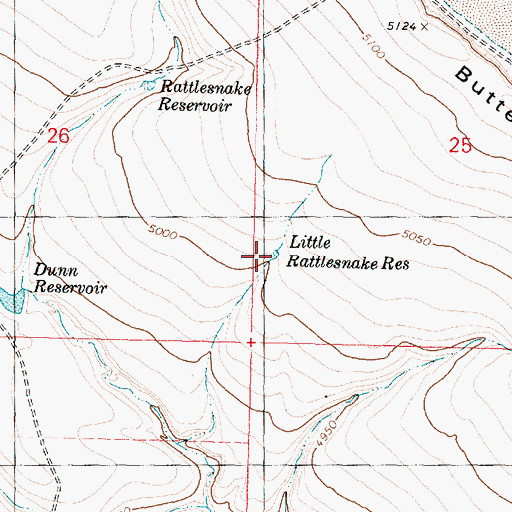 Topographic Map of Little Rattlesnake Reservoir, OR