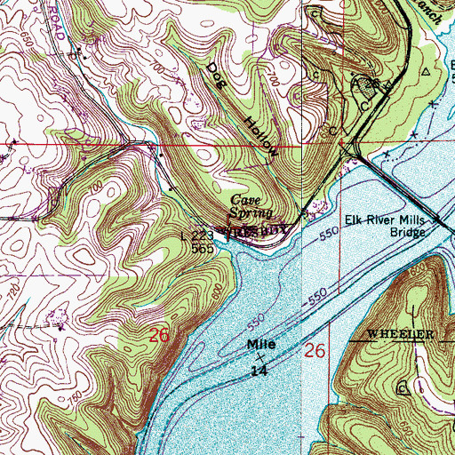 Topographic Map of Cave Spring, AL