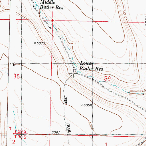 Topographic Map of Lower Butler Reservoir, OR
