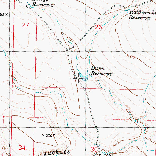 Topographic Map of Dunn Reservoir, OR