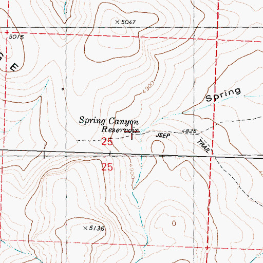 Topographic Map of Spring Canyon Reservoir, OR