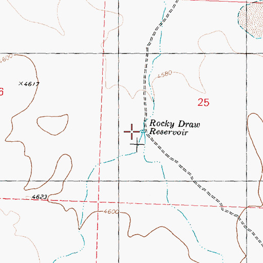 Topographic Map of Rocky Draw Reservoir, OR