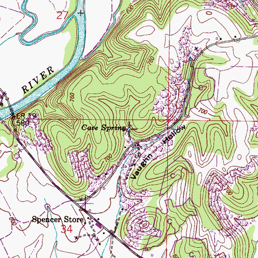 Topographic Map of Cave Spring, AL