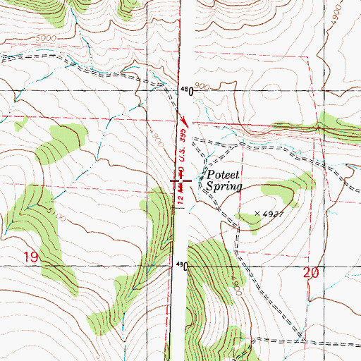 Topographic Map of Poteet Spring, OR