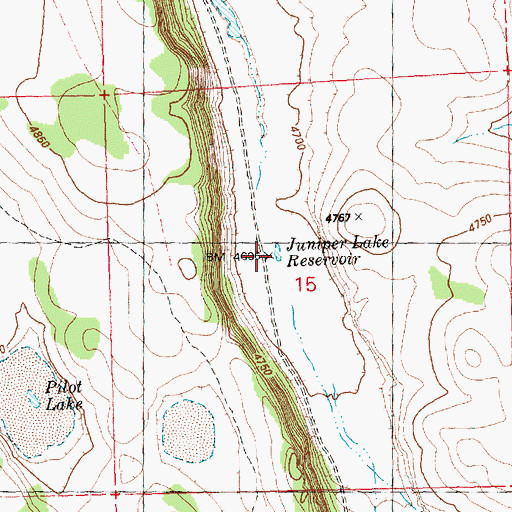 Topographic Map of Juniper Lake Reservoir, OR