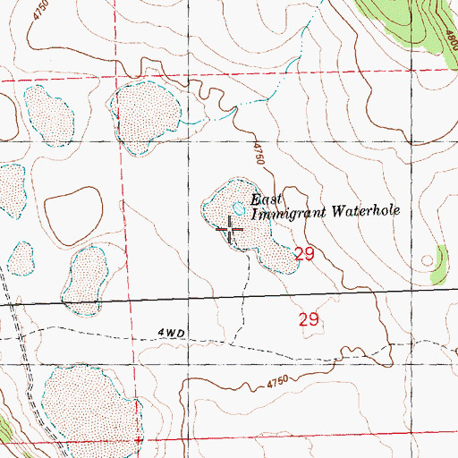 Topographic Map of East Immigrant Waterhole, OR