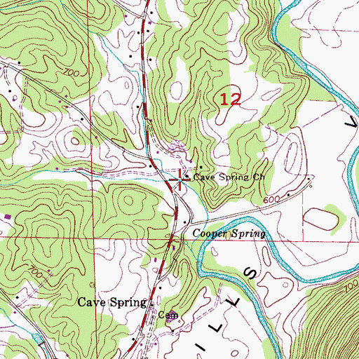 Topographic Map of Cave Springs Baptist Church, AL