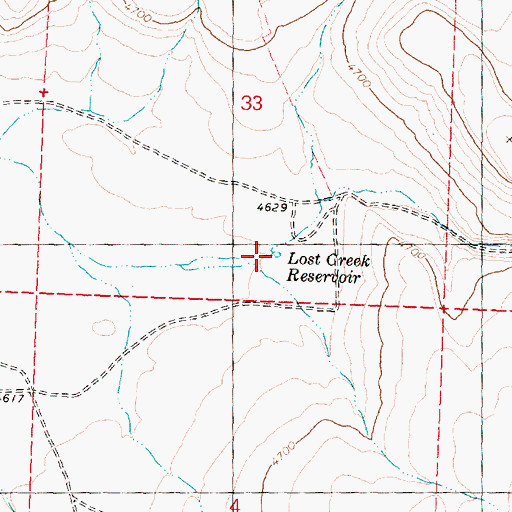 Topographic Map of Lost Creek Reservoir, OR