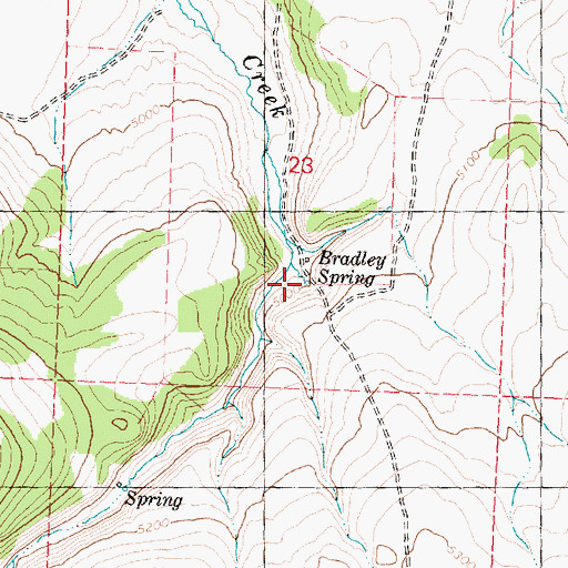 Topographic Map of Bradley Spring, OR