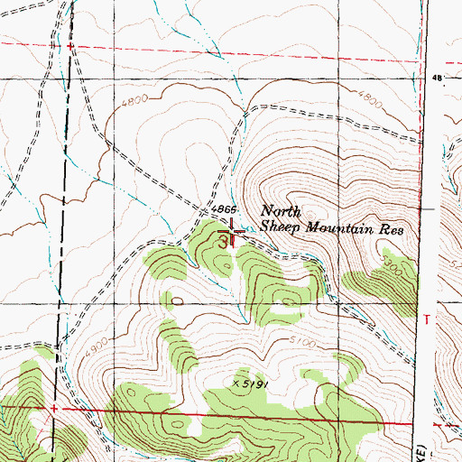 Topographic Map of North Sheep Mountain Reservoir, OR
