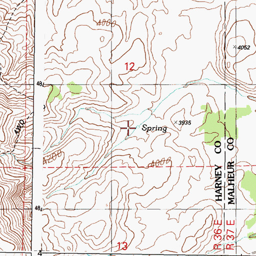 Topographic Map of Davis Spring, OR