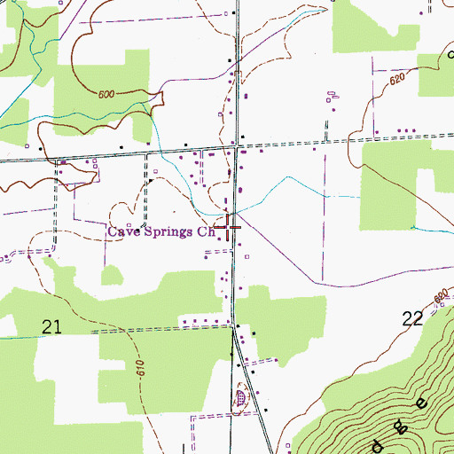 Topographic Map of Cave Springs Holiness Church, AL