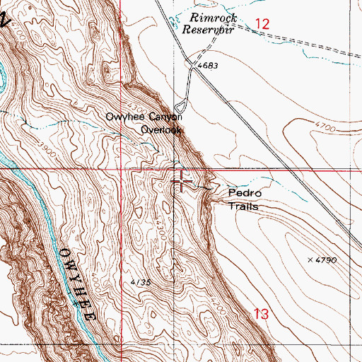 Topographic Map of Pedro Trails, OR