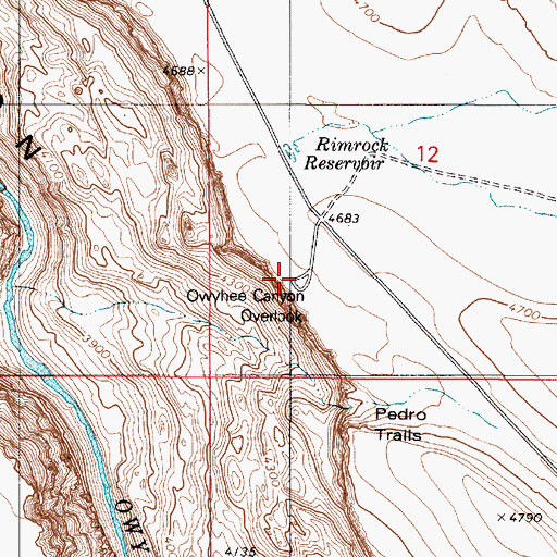 Topographic Map of Owyhee Canyon Overlook, OR