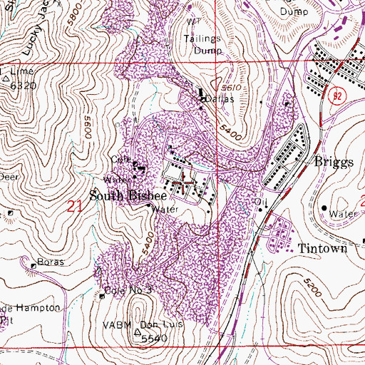 Topographic Map of South Bisbee, AZ
