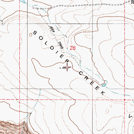 Topographic Map of Soldier Creek Vee, OR