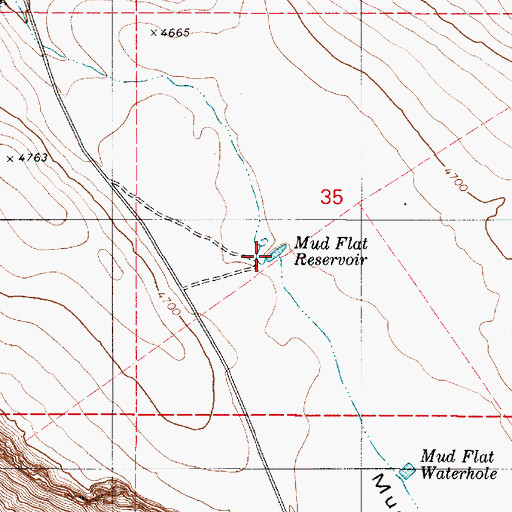 Topographic Map of Mud Flat Reservoir, OR