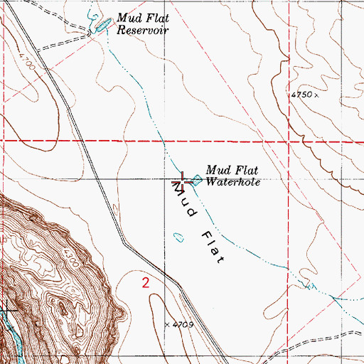 Topographic Map of Mud Flat Waterhole, OR