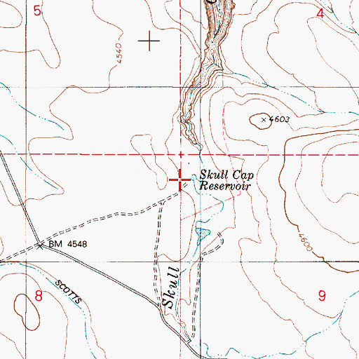 Topographic Map of Skull Cap Reservoir, OR