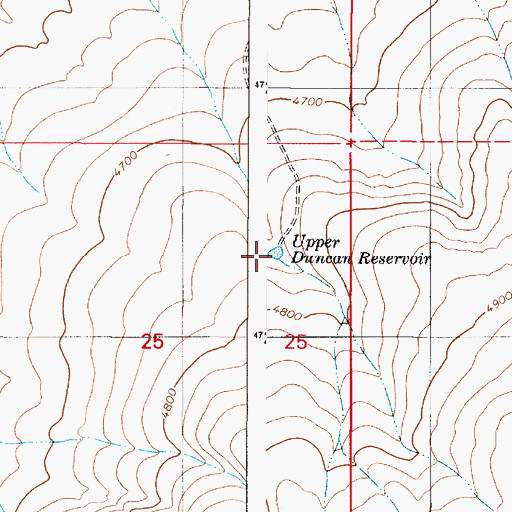 Topographic Map of Upper Duncan Reservoir, OR