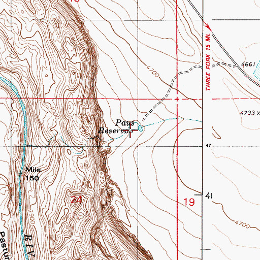 Topographic Map of Paus Reservoir, OR