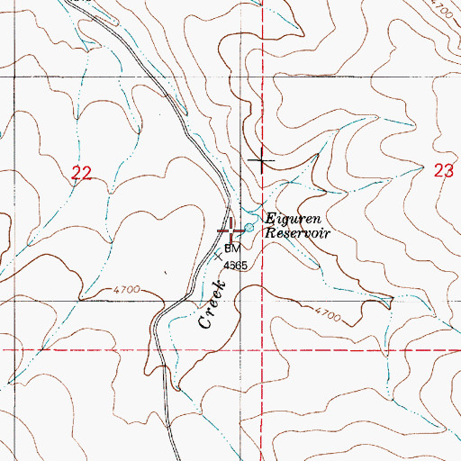 Topographic Map of Eiguren Reservoir, OR