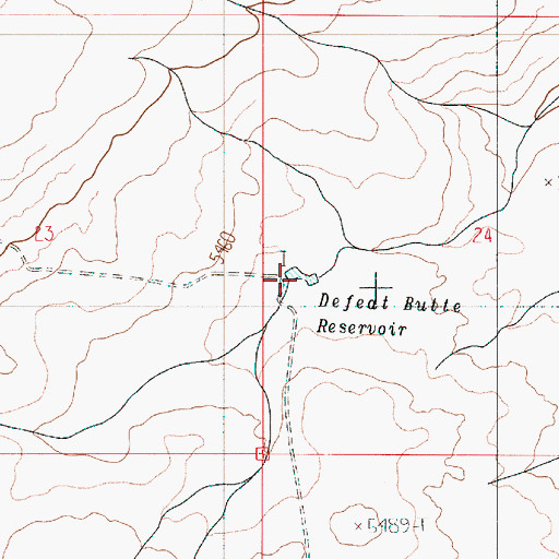 Topographic Map of Defeat Butte Reservoir, OR