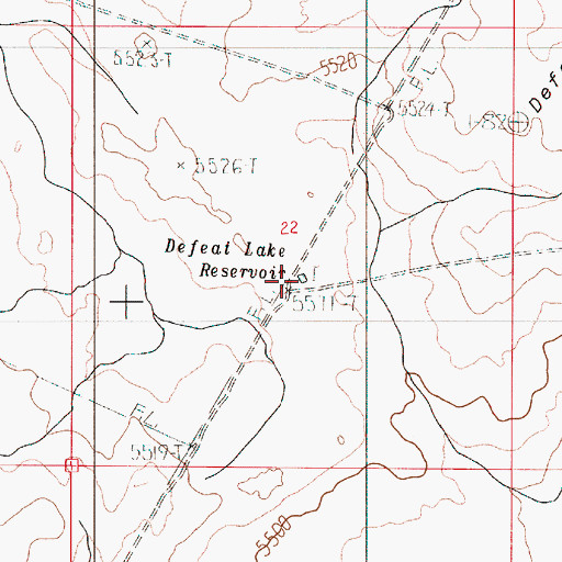Topographic Map of Defeat Lake Reservoir, OR