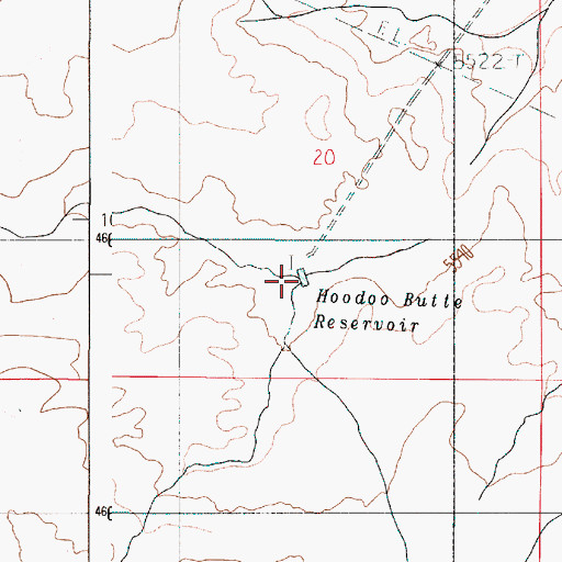 Topographic Map of Hoodoo Butte Reservoir, OR