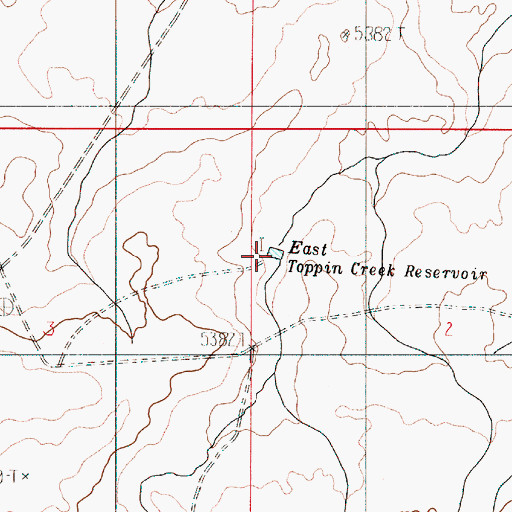 Topographic Map of East Toppin Creek Reservoir, OR